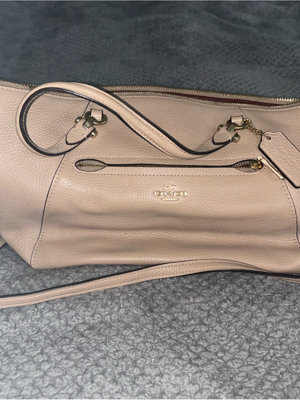 Coach Pebbled Leather Shoulder Bag in Blush Pink